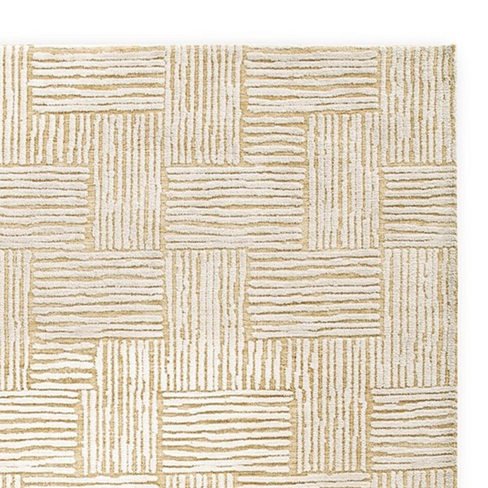 Aden 8 x 10 Large Area Rug, Handwoven Basket Weave Design, Beige Polyester - BM318276