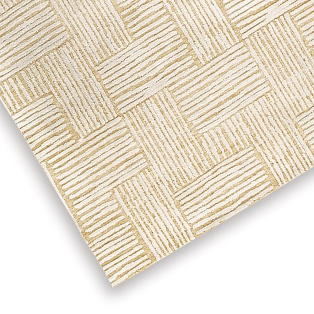 Aden 8 x 10 Large Area Rug, Handwoven Basket Weave Design, Beige Polyester - BM318276