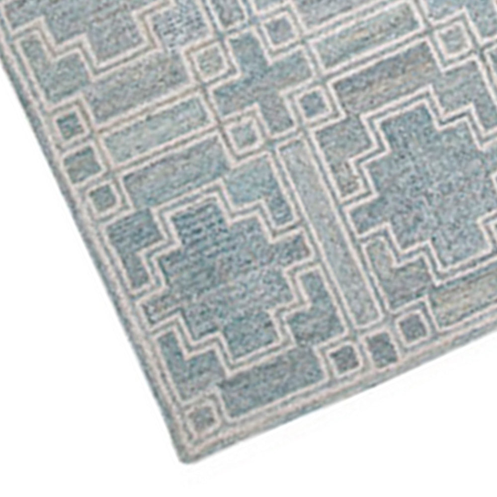 Lesy 5 x 7 Medium Area Rug, Hand Tufted Geometric Design, Gray, Ivory Wool - BM318277