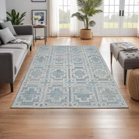 Lesy 5 x 7 Medium Area Rug, Hand Tufted Geometric Design, Gray, Ivory Wool - BM318277