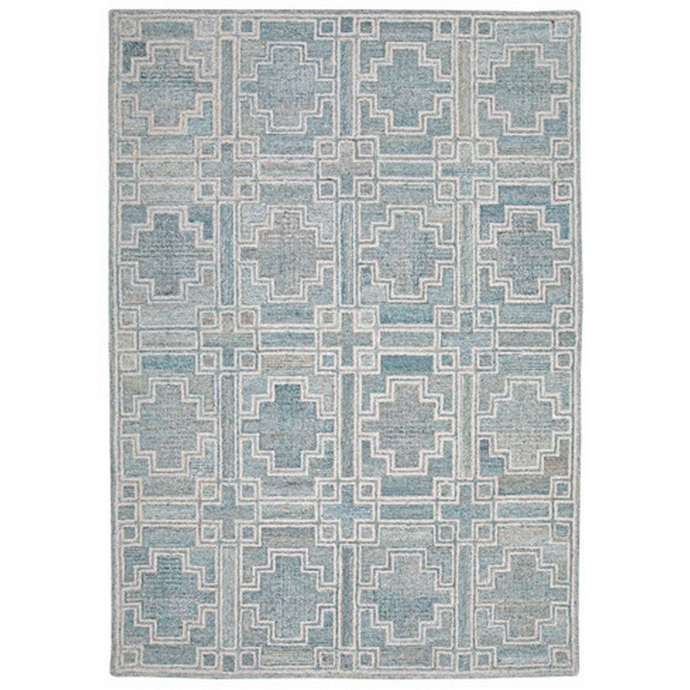 Lesy 5 x 7 Medium Area Rug, Hand Tufted Geometric Design, Gray, Ivory Wool - BM318277