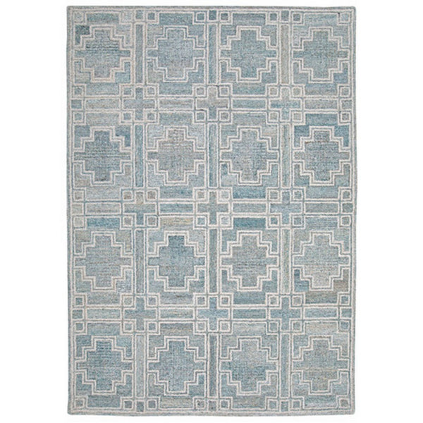 Lesy 5 x 7 Medium Area Rug, Hand Tufted Geometric Design, Gray, Ivory Wool - BM318277