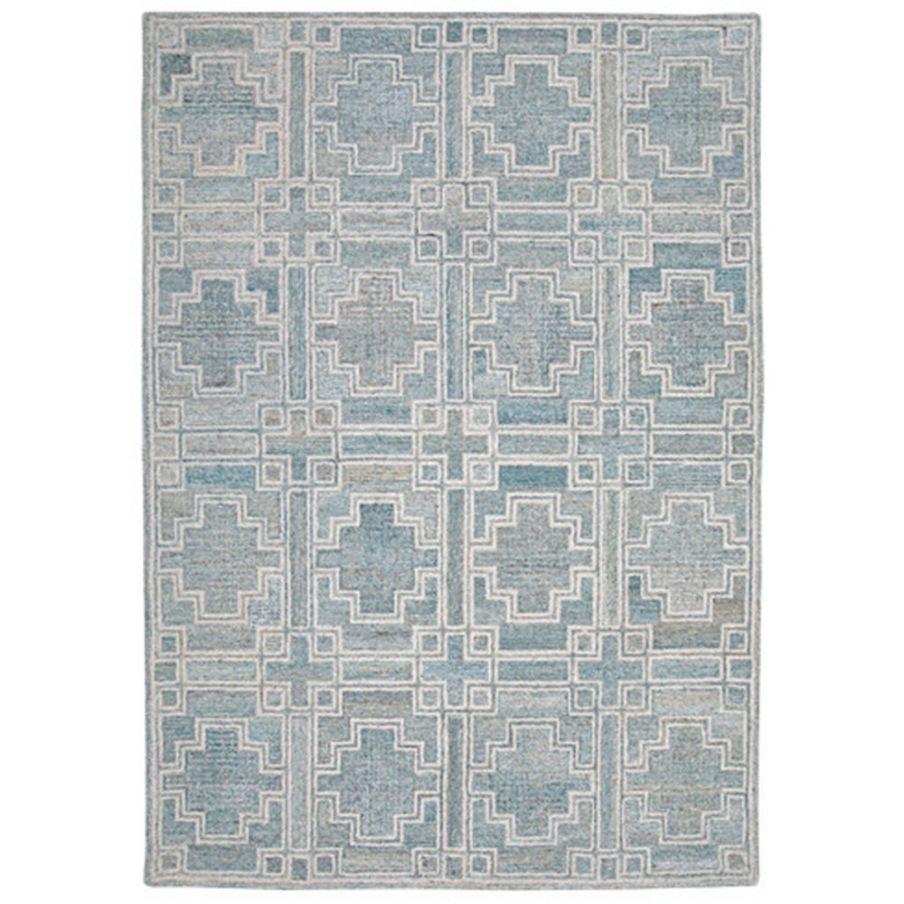 Lesy 5 x 7 Medium Area Rug, Hand Tufted Geometric Design, Gray, Ivory Wool - BM318277