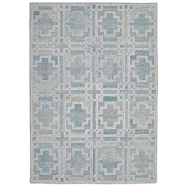 Lesy 5 x 7 Medium Area Rug, Hand Tufted Geometric Design, Gray, Ivory Wool - BM318277