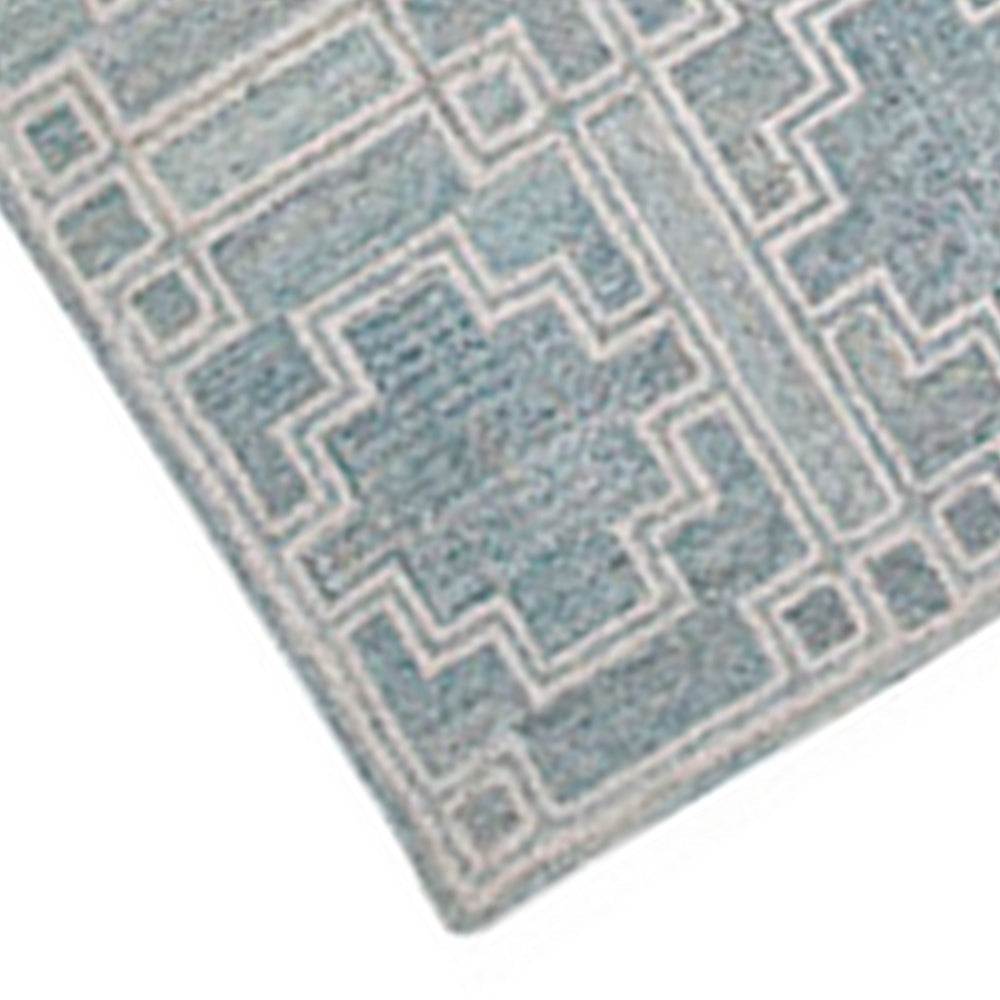 Lesy 8 x 10 Large Area Rug, Hand Tufted Geometric Design, Gray, Ivory Wool - BM318278