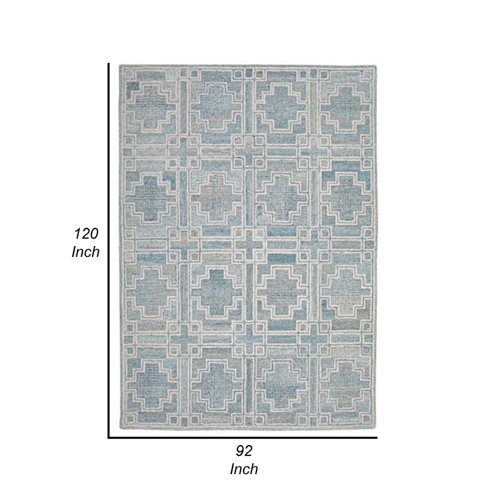 Lesy 8 x 10 Large Area Rug, Hand Tufted Geometric Design, Gray, Ivory Wool - BM318278