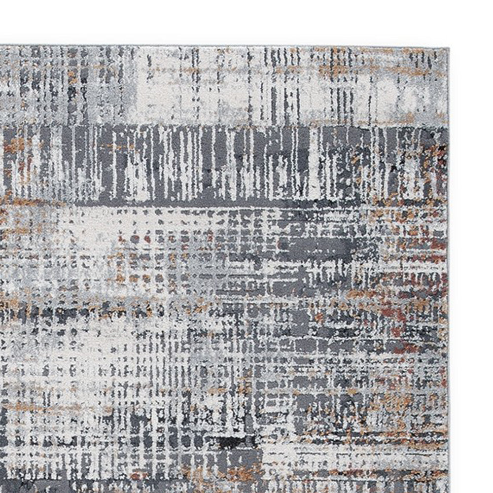 Tenr 5 x 7 Medium Area Rug, Machine Woven Abstract Pattern, Gray Polyester - BM318279