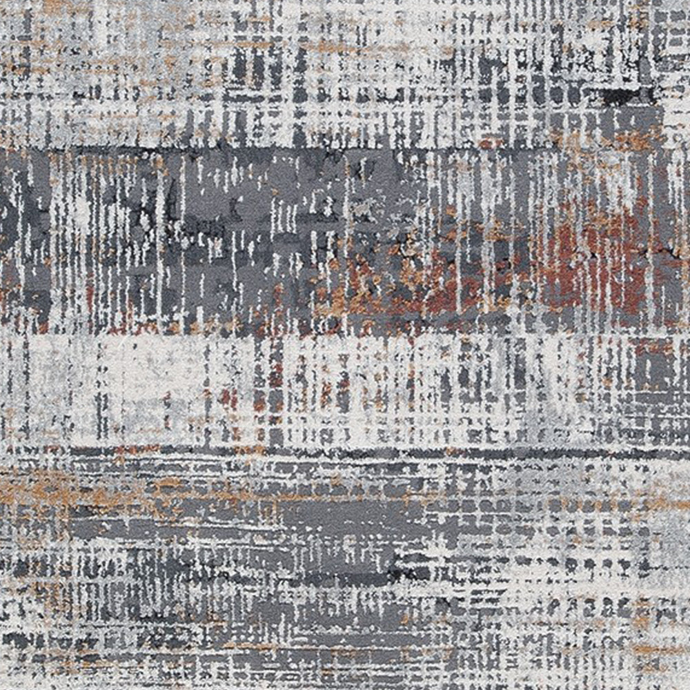 Tenr 5 x 7 Medium Area Rug, Machine Woven Abstract Pattern, Gray Polyester - BM318279