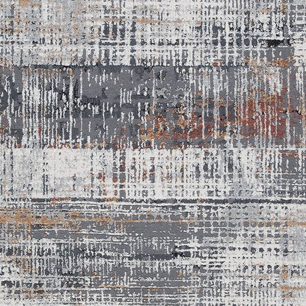 Tenr 5 x 7 Medium Area Rug, Machine Woven Abstract Pattern, Gray Polyester - BM318279