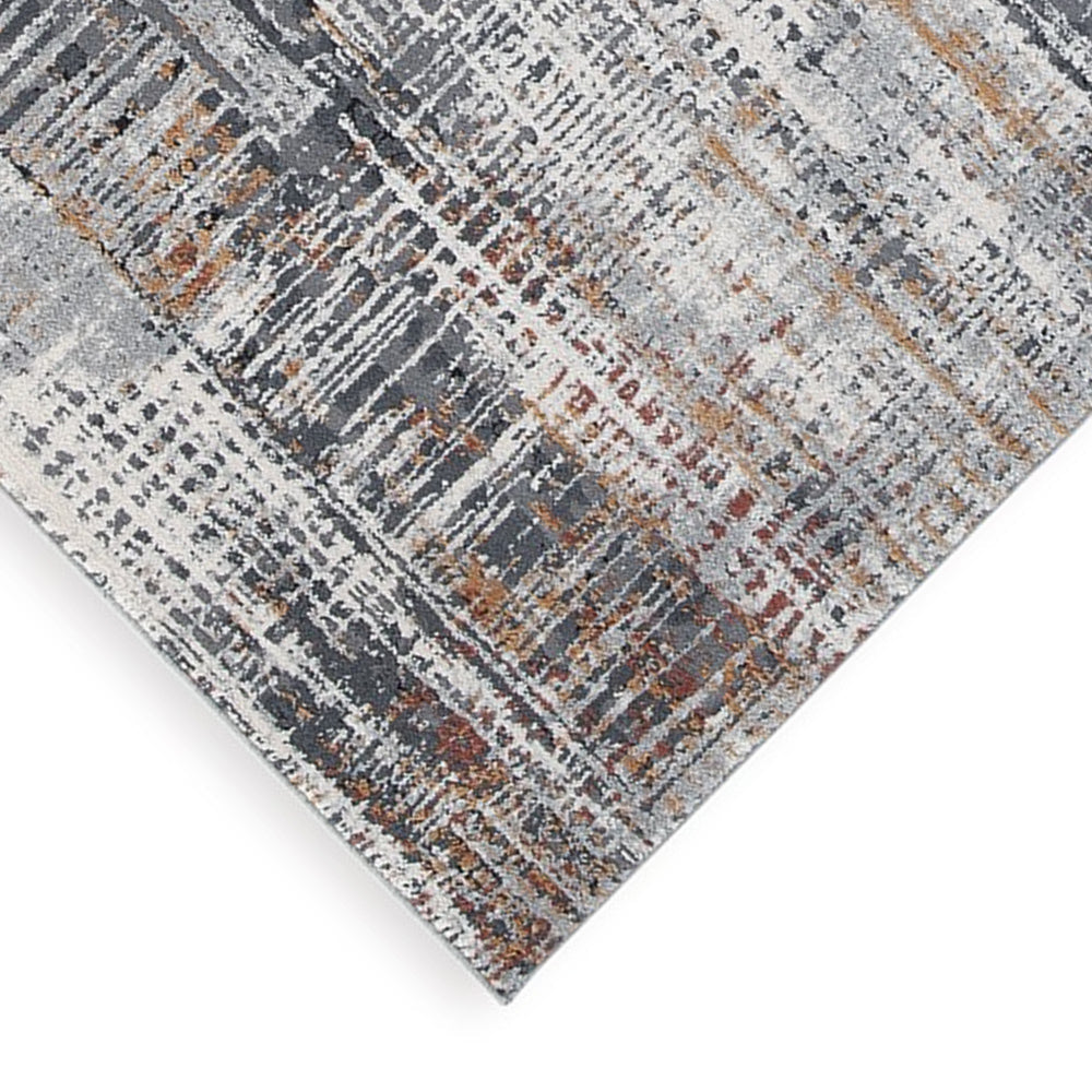 Tenr 5 x 7 Medium Area Rug, Machine Woven Abstract Pattern, Gray Polyester - BM318279