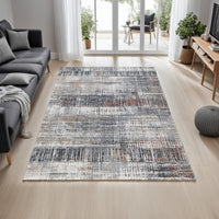 Tenr 5 x 7 Medium Area Rug, Machine Woven Abstract Pattern, Gray Polyester - BM318279