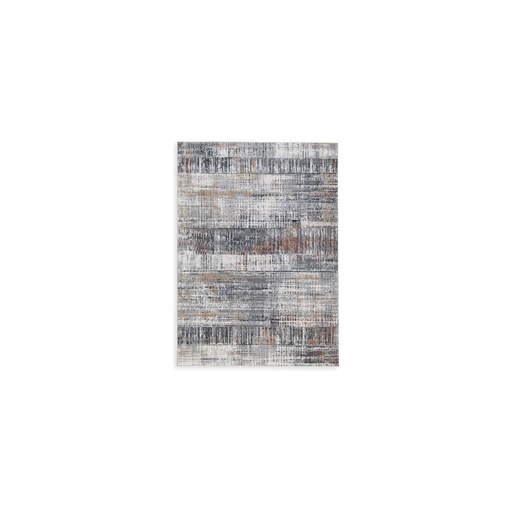 Tenr 5 x 7 Medium Area Rug, Machine Woven Abstract Pattern, Gray Polyester - BM318279