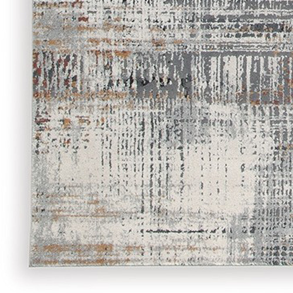 Tenr 8 x 10 Medium Area Rug, Machine Woven Abstract Pattern, Gray Polyester - BM318280