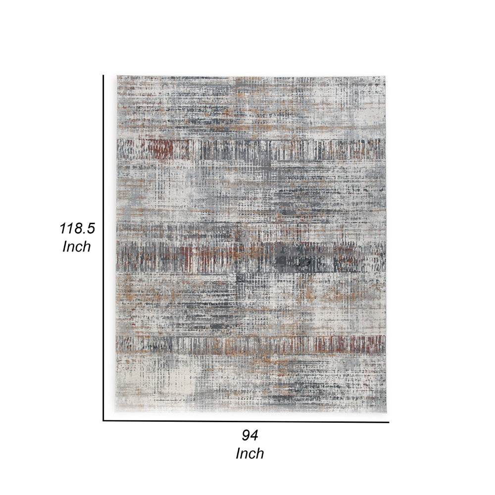 Tenr 8 x 10 Medium Area Rug, Machine Woven Abstract Pattern, Gray Polyester - BM318280