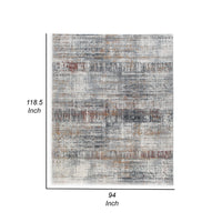 Tenr 8 x 10 Medium Area Rug, Machine Woven Abstract Pattern, Gray Polyester - BM318280