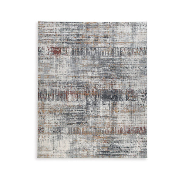 Tenr 8 x 10 Medium Area Rug, Machine Woven Abstract Pattern, Gray Polyester - BM318280