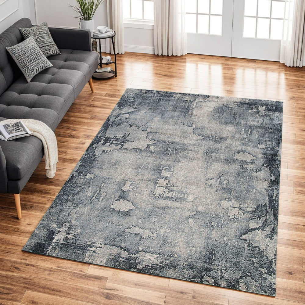 Richard 5 x 7 Medium Area Rug, Abstract Machine Woven, Gray Polyester - BM318281