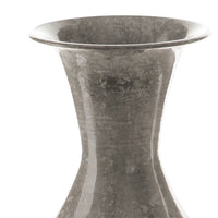 Lery Flower Vase Home Decor, Tapered Neck, High Gloss Gray Metal Finish - BM318284