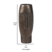 Anea Flower Vase, Face Design, Pedestal Base, Textured Bronze Finish - BM318285