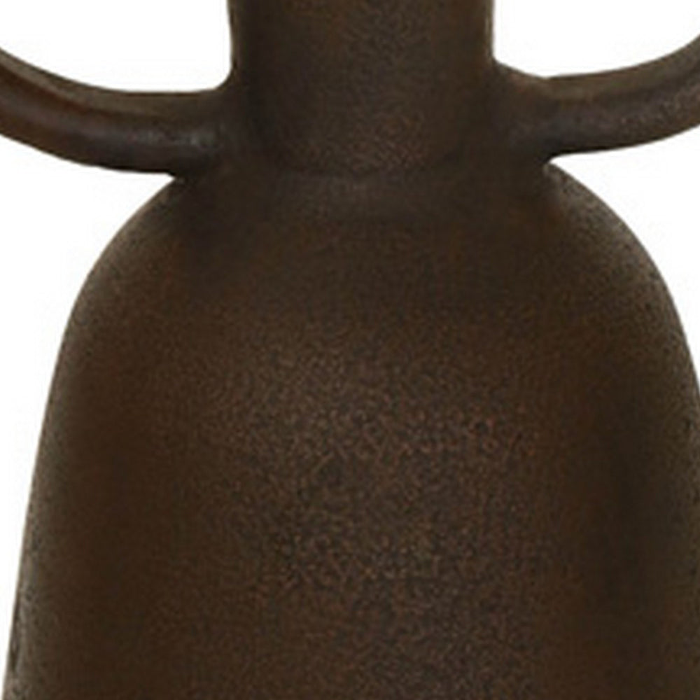 Adea Flower Vase, Antique Style Amphora Shape, Thin Neck, Brown Terracotta - BM318287