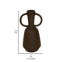 Adea Flower Vase, Antique Style Amphora Shape, Thin Neck, Brown Terracotta - BM318287