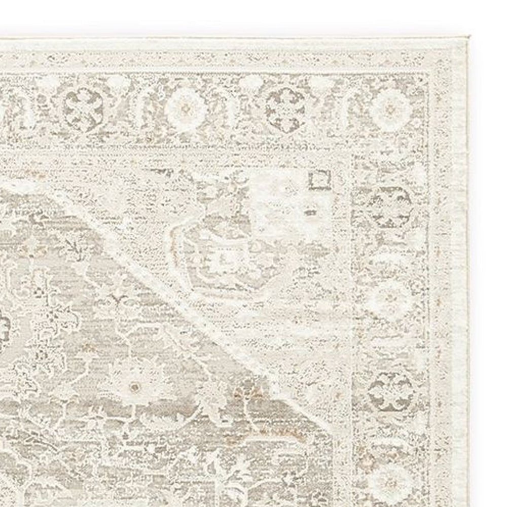 Wei 8 x 10 Large Area Rug, Persian Inspired Medallion Motif, Ivory Beige - BM318288