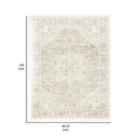 Wei 8 x 10 Large Area Rug, Persian Inspired Medallion Motif, Ivory Beige - BM318288