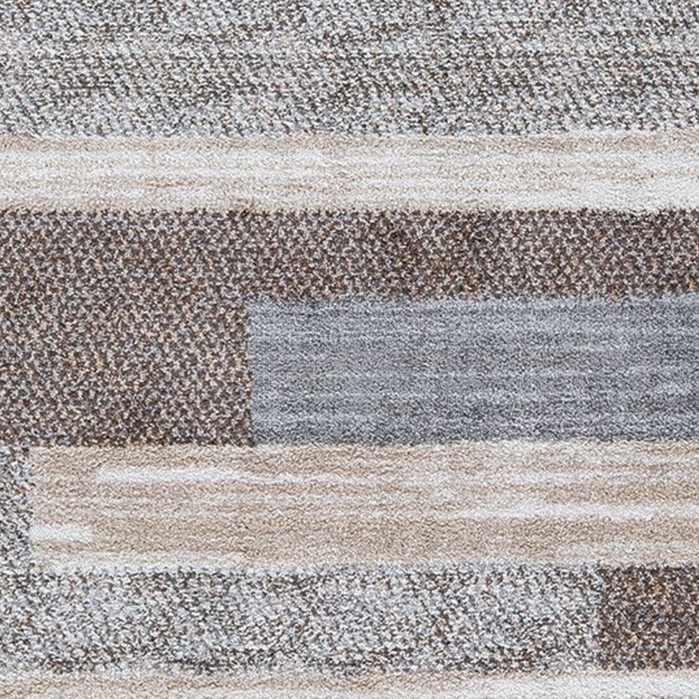 Beny 5 x 7 Medium Area Rug, Abstract Stripe Pattern, Gray, Brown, Cream - BM318289