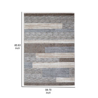 Beny 5 x 7 Medium Area Rug, Abstract Stripe Pattern, Gray, Brown, Cream - BM318289
