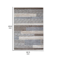 Beny 5 x 7 Medium Area Rug, Abstract Stripe Pattern, Gray, Brown, Cream - BM318289