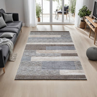 Beny 5 x 7 Medium Area Rug, Abstract Stripe Pattern, Gray, Brown, Cream - BM318289