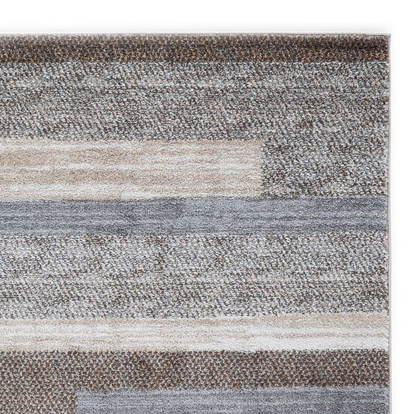 Beny 8 x 10 Large Area Rug, Machine Woven Abstract Stripe Pattern, Gray - BM318290