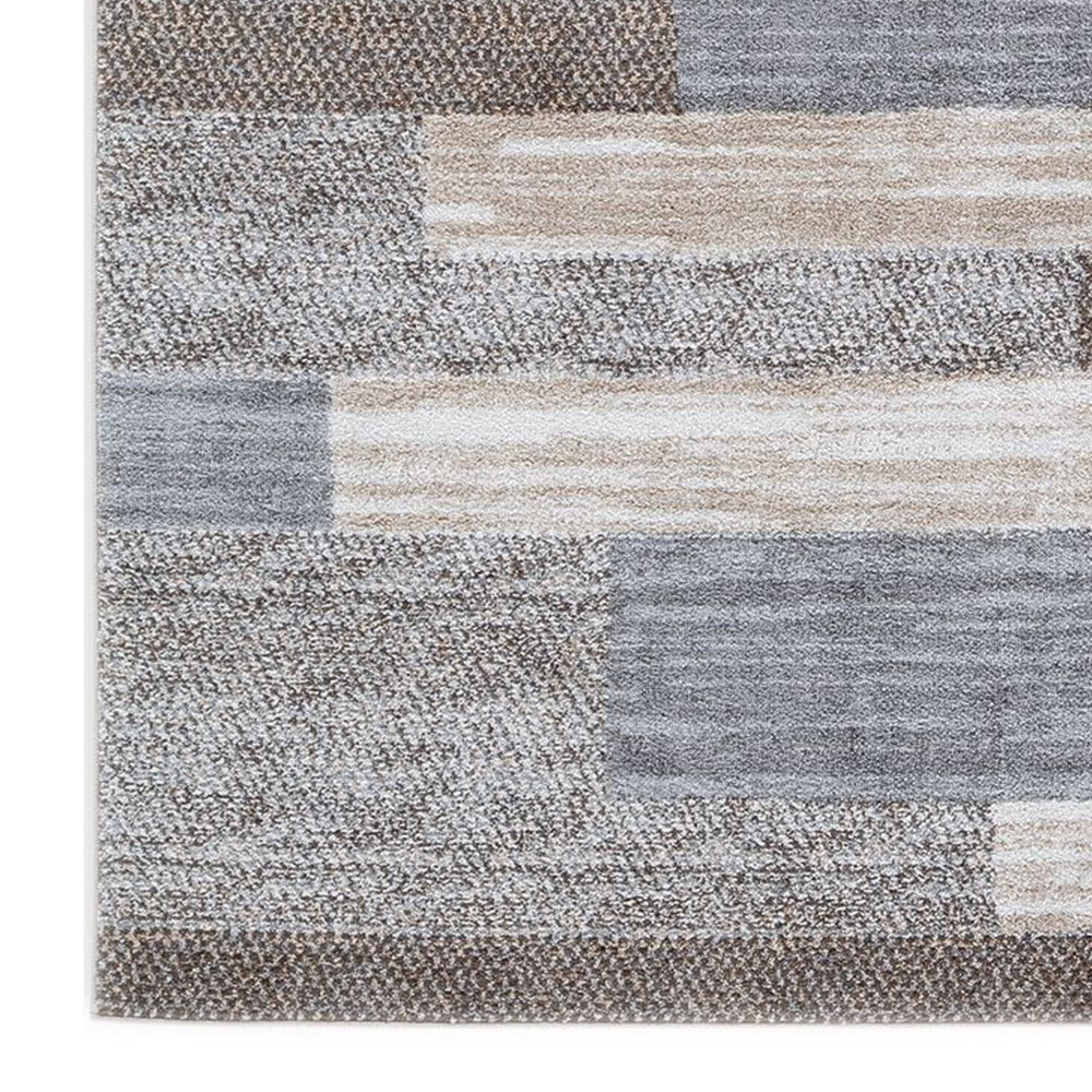 Beny 8 x 10 Large Area Rug, Machine Woven Abstract Stripe Pattern, Gray - BM318290