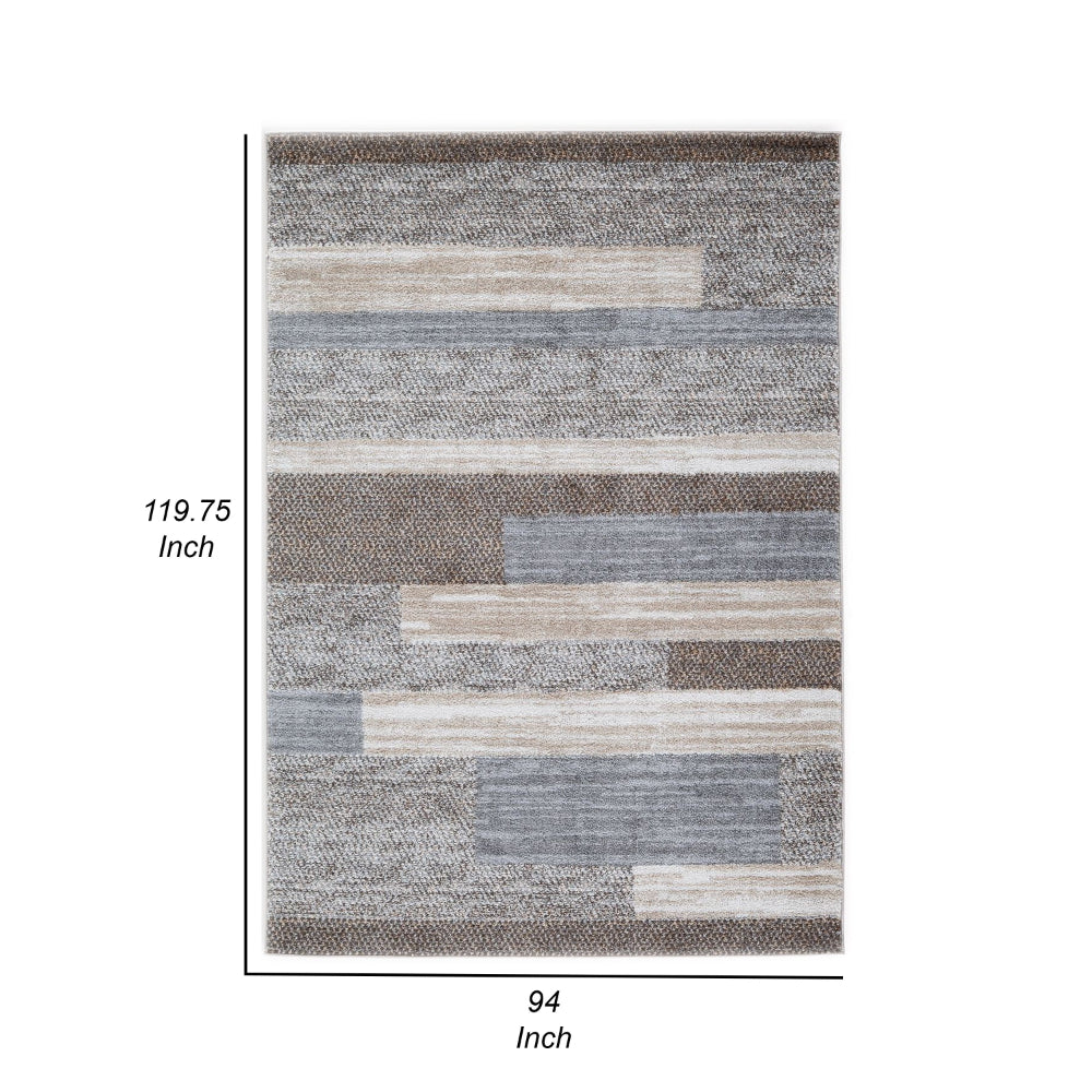 Beny 8 x 10 Large Area Rug, Machine Woven Abstract Stripe Pattern, Gray - BM318290