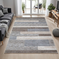 Beny 8 x 10 Large Area Rug, Machine Woven Abstract Stripe Pattern, Gray - BM318290