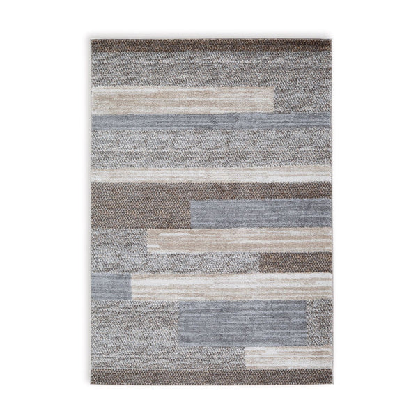 Beny 8 x 10 Large Area Rug, Machine Woven Abstract Stripe Pattern, Gray - BM318290