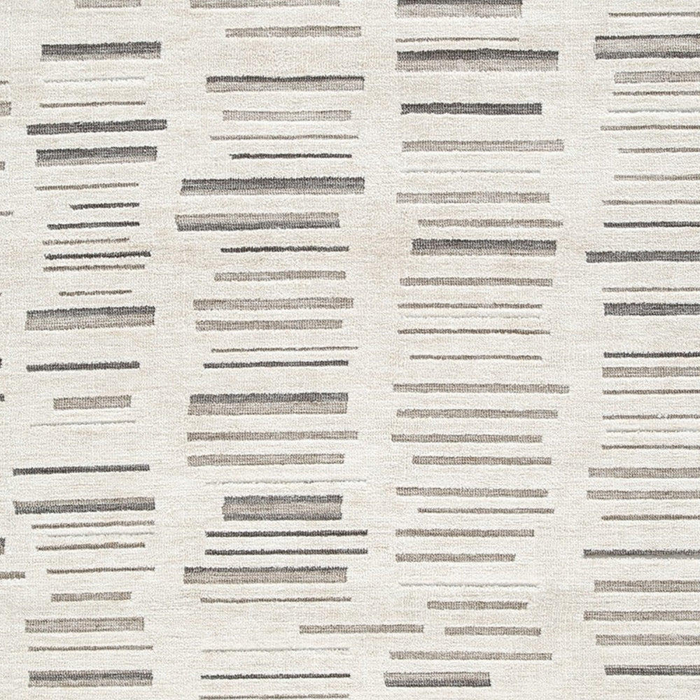 Meaw 5 x 7 Medium Area Rug, Abstract Stripe Design, Ivory Gray Polyester - BM318291