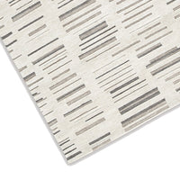 Meaw 5 x 7 Medium Area Rug, Abstract Stripe Design, Ivory Gray Polyester - BM318291