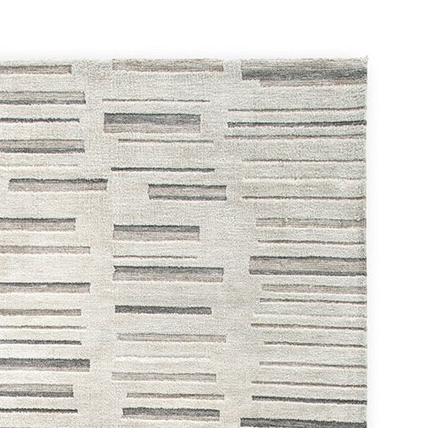 Meaw 8 x 10 Large Area Rug, Abstract Stripe Design, Ivory Gray Polyester - BM318292