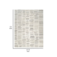 Meaw 8 x 10 Large Area Rug, Abstract Stripe Design, Ivory Gray Polyester - BM318292