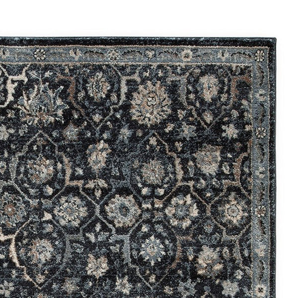 Hiy 5 x 7 Medium Area Rug, Persian Inspired Floral Motif, Blue, Cream - BM318293