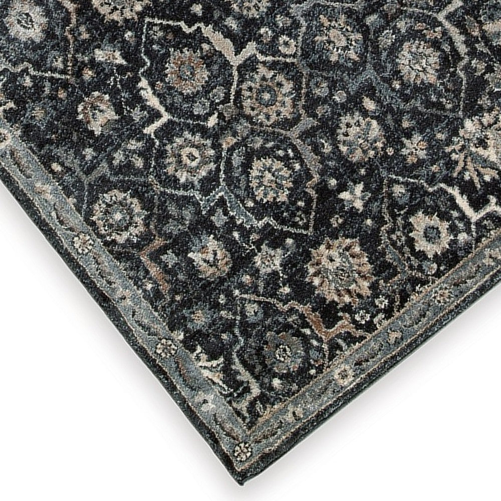 Hiy 5 x 7 Medium Area Rug, Persian Inspired Floral Motif, Blue, Cream - BM318293