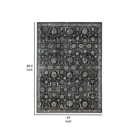 Hiy 5 x 7 Medium Area Rug, Persian Inspired Floral Motif, Blue, Cream - BM318293
