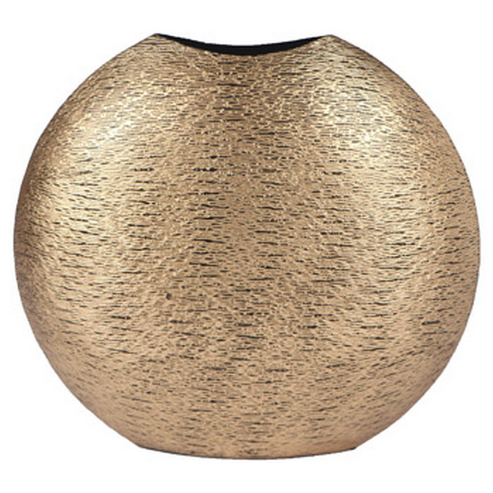 Bier Accent Flower Vase, Tabletop Decor, Gold and Black Textured Finish - BM318295