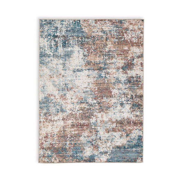 Bea 8 x 10 Large Area Rug, Machine Woven Abstract Pattern, Brown Blue - BM318297