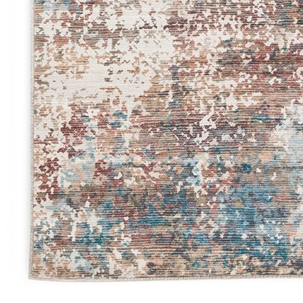 Bea 8 x 10 Large Area Rug, Machine Woven Abstract Pattern, Brown Blue - BM318297