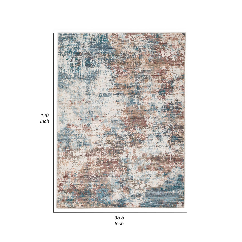 Bea 8 x 10 Large Area Rug, Machine Woven Abstract Pattern, Brown Blue - BM318297