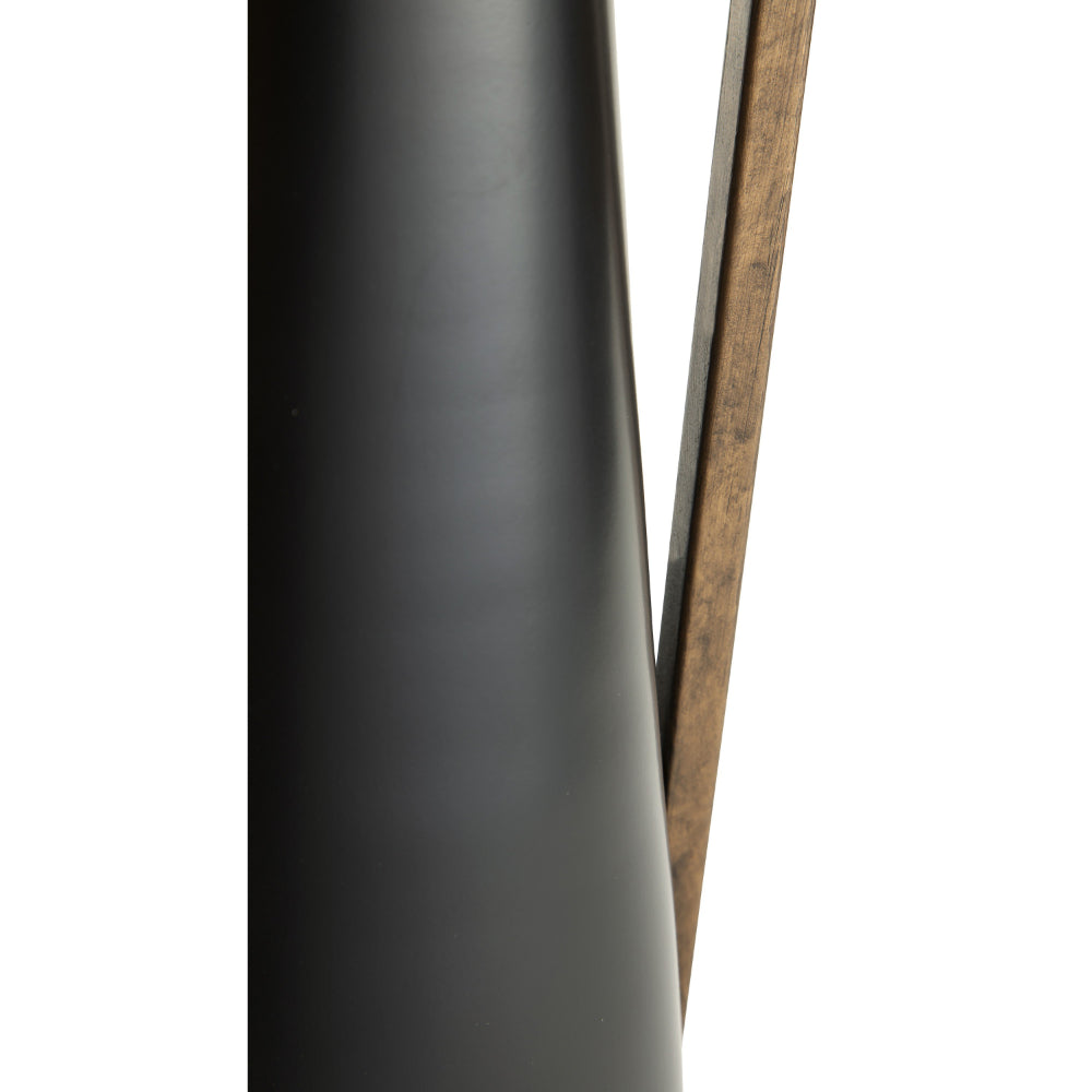 Ezra 20 Inch Decorative Flower Vase, Gold Handle, Angular Black Metal - BM318300