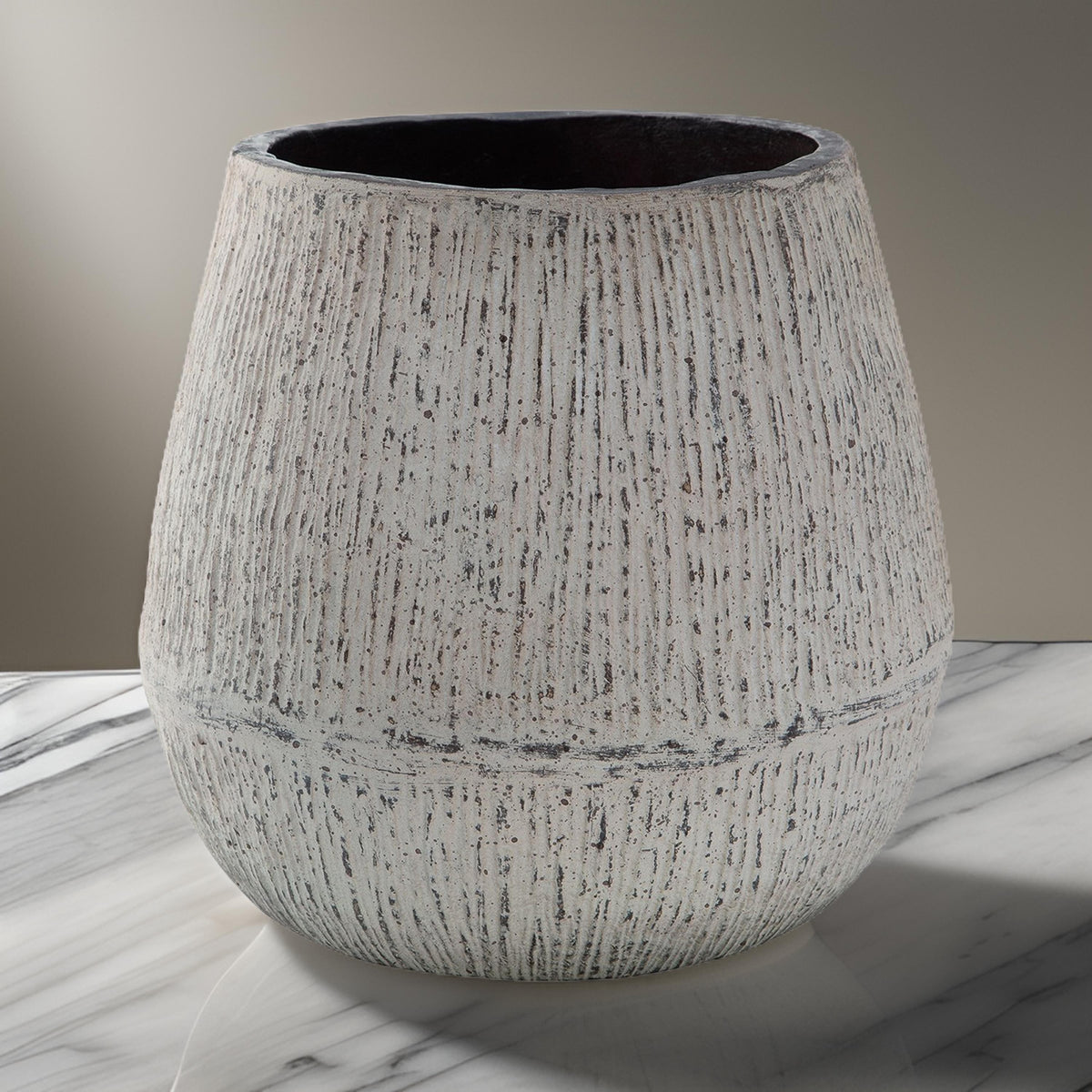 Mony 10 Inch Tabletop Decorative Flower Vase, Home Accessory, White Brown  - BM318301