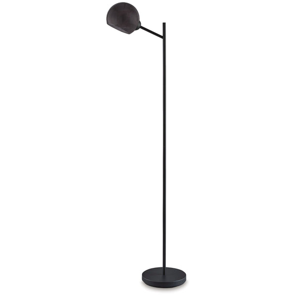 Bane 63 Inch Floor Lamp, Retro Smokey Black Glass Shade, Round Metal Base - BM318307